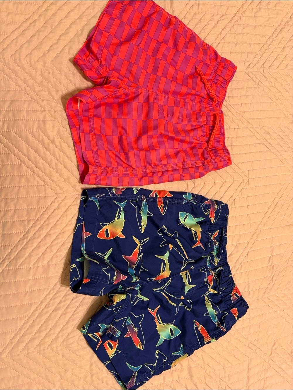 GAP Navy Shark Print & Pink Stripe Kids Swim Shorts - 2 Pack